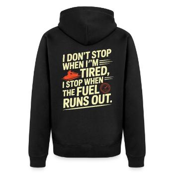 Funny Jetski Fuel Runs Out  - Unisex Premium Bio Zip Hoodie - Schwarz - Hinten - Nico (187cm)