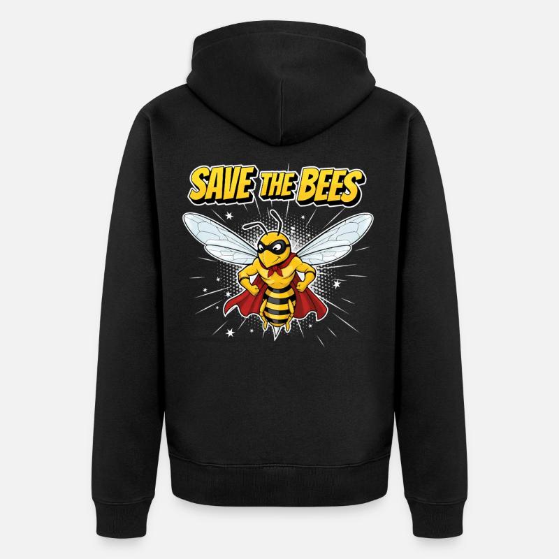 Devise du héros de l’abeille comique - Veste à capuche bio Premium Unisexe - noir