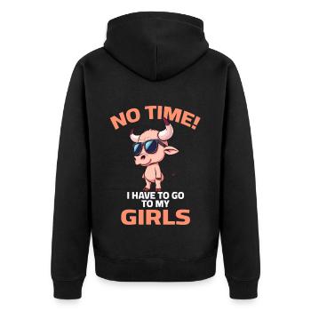 Kuh Rind Stier Bulle Ochse Bauern Sprüche Landwirt - Unisex Premium Bio Zip Hoodie - Schwarz - Hinten - Nico (187cm)