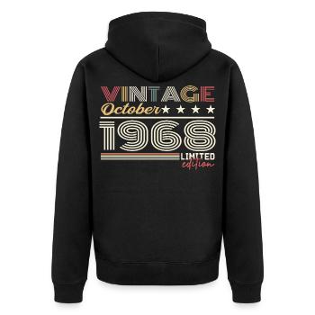 October 1968 Retro Anniversary 1968 October 1968 - Unisex Premium Organic Zip Hoodie - black - Back - Nico (187cm)