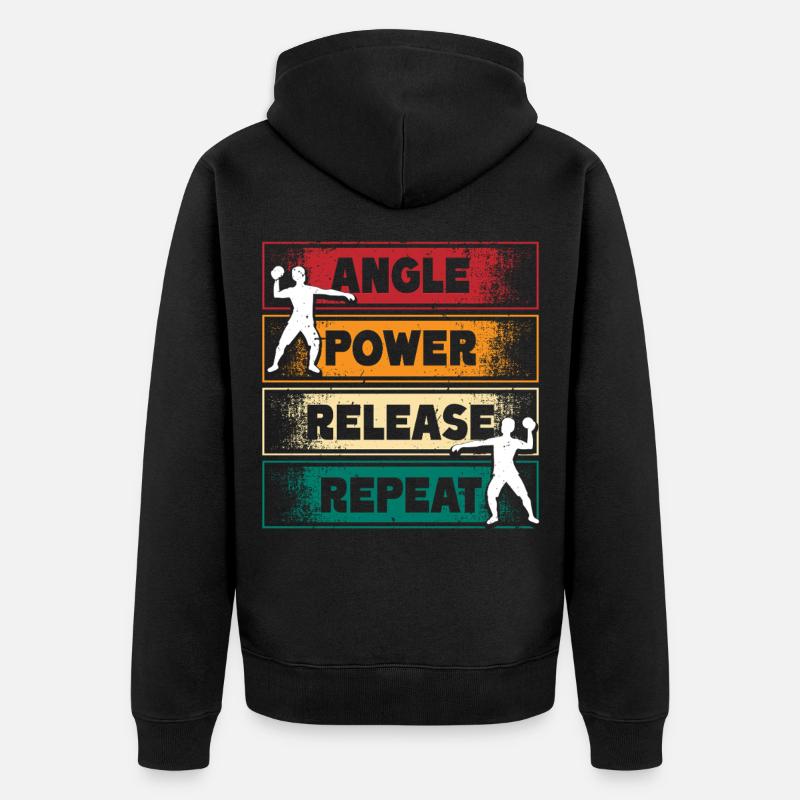 Kugelstoßen Kugelstoß Angle Power Release - Unisex Premium Bio Zip Hoodie - Schwarz
