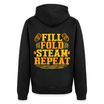 Tamale Tamales Fill Fold - Unisex Premium Bio Zip Hoodie - Schwarz - Hinten - Nico (187cm)
