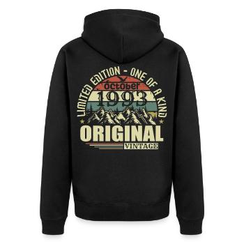 october 1993 - 32nd birthday gift october - Unisex Premium Organic Zip Hoodie - black - Back - Nico (187cm)