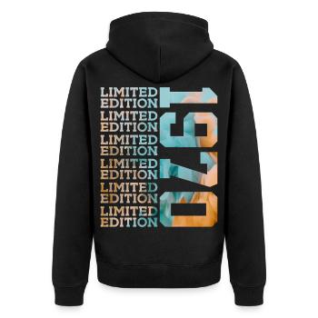 LIMITED EDITION 1970 56 JAHRE 56. GEBURTSTAG - Unisex Premium Bio Zip Hoodie - Schwarz - Hinten - Nico (187cm)