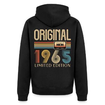 60. Geburtstag 60 Jahre Original 1965 - Unisex Premium Bio Zip Hoodie - Schwarz - Hinten - Nico (187cm)