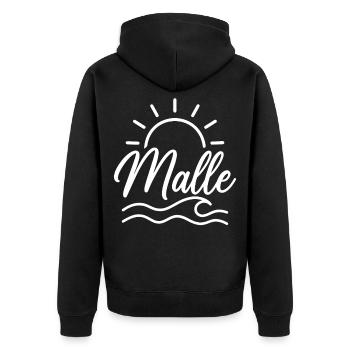 Malle Sun Beach Waves Mallorca - Unisex Premium Organic Zip Hoodie - black - Back - Nico (187cm)
