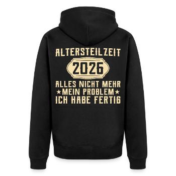 Altersteilzeit 2026 - Kollege in Frührente - Unisex Premium Bio Zip Hoodie - Schwarz - Hinten - Nico (187cm)