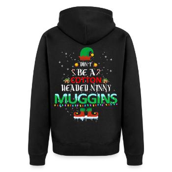 Baumwollkopf Muggins Weihnachten - Unisex Premium Bio Zip Hoodie - Schwarz - Hinten - Nico (187cm)