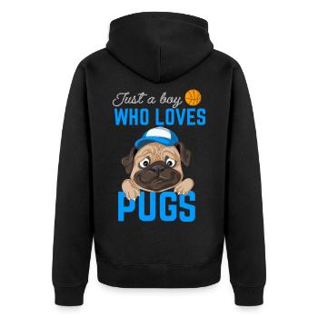 Pug for boys - Unisex Premium Organic Zip Hoodie - black - Back - Nico (187cm)