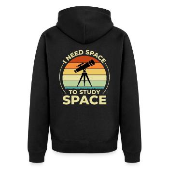 Brauchen Sie Weltraumteleskop Retro Science Humor - Unisex Premium Bio Zip Hoodie - Schwarz - Hinten - Nico (187cm)