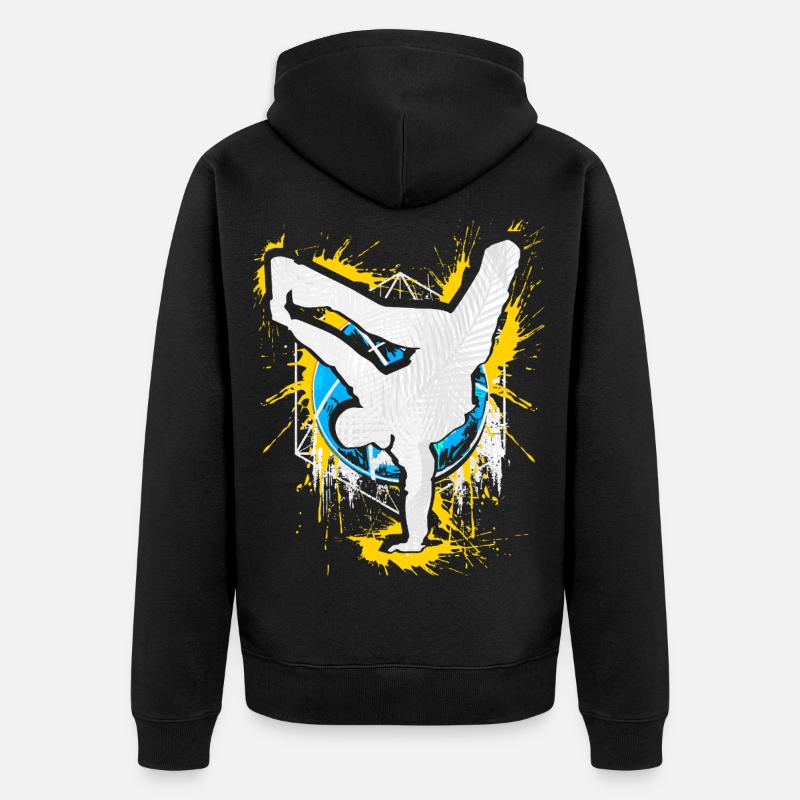 Breakdance Handstand Bboy - B-Boying Breakdancer - Unisex Premium Bio Zip Hoodie - Schwarz