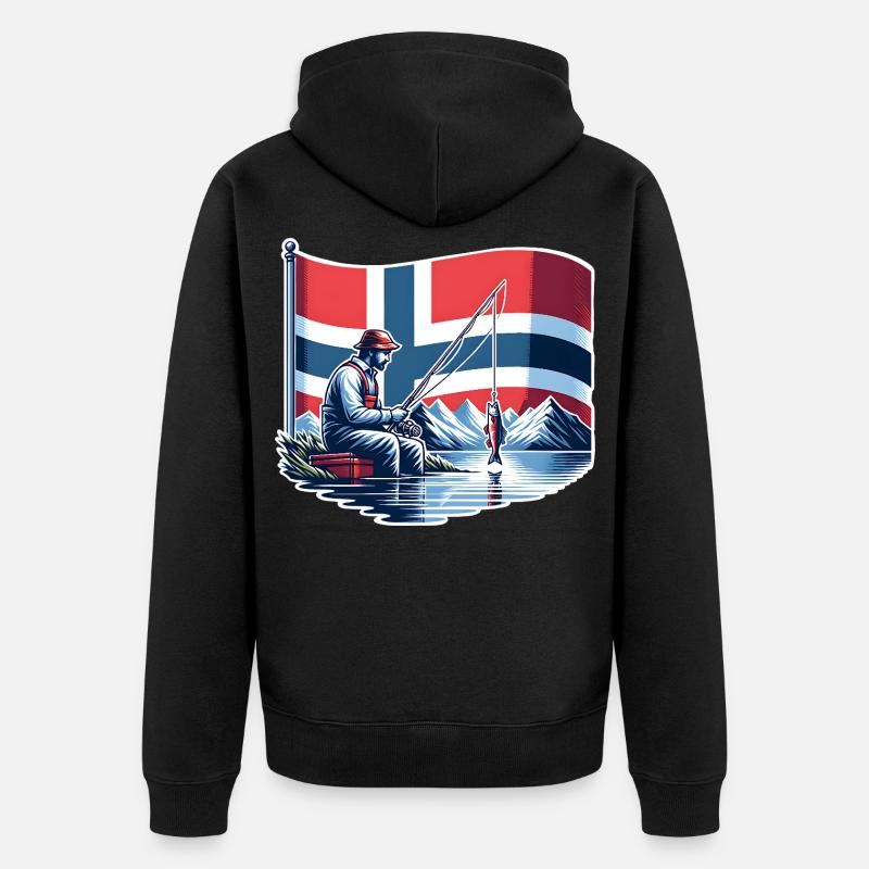 Bateau de pêche Norvège - Veste à capuche bio Premium Unisexe - noir
