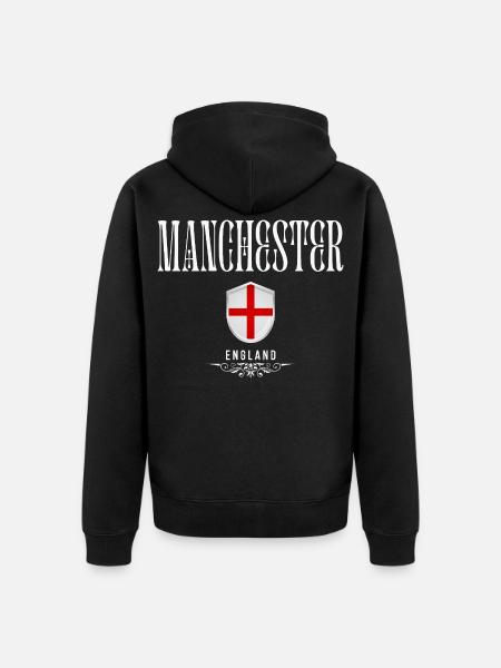 I love Manchester, Manchester UK - Unisex Premium Organic Zip Hoodie - black