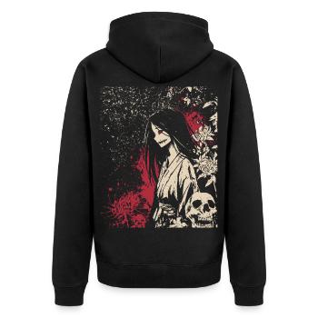 Fille d'anime d'horreur japonaise au look démoniaque - Veste à capuche bio Premium Unisexe - noir - Dos - Nico (187cm)