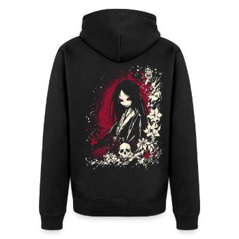 Fille kimono d'anime japonais effrayante et horreur - Veste à capuche bio Premium Unisexe - noir - Dos - Nico (187cm)