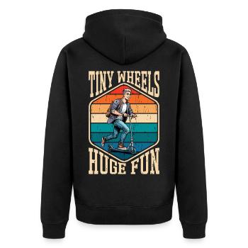 Scooter Tiny Wheels Huge Fun Motorcycle Lover - Unisex Premium Organic Zip Hoodie - black - Back - Nico (187cm)