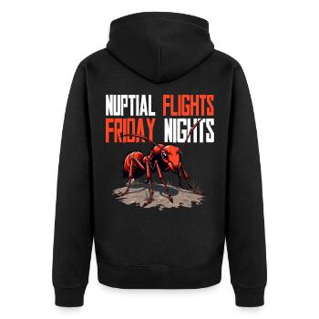 Ameisenzucht Ameisenzüchter Nuptial Flights - Unisex Premium Bio Zip Hoodie - Schwarz - Hinten - Nico (187cm)
