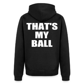 that's my ball - Unisex Premium Bio Zip Hoodie - Schwarz - Hinten - Nico (187cm)