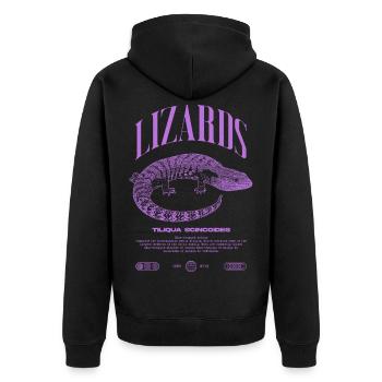 Blue Tongue Skink Reptile Keeper Streetwear - Unisex Premium Bio Zip Hoodie - Schwarz - Hinten - Nico (187cm)