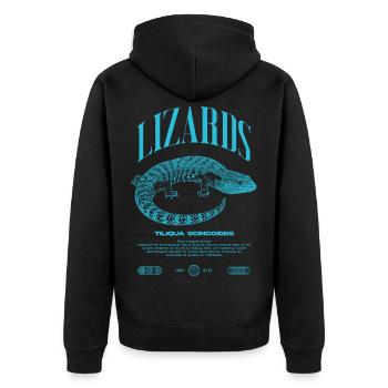 Blue Tongue Skink Reptile Keeper Streetwear - Unisex Premium Bio Zip Hoodie - Schwarz - Hinten - Nico (187cm)