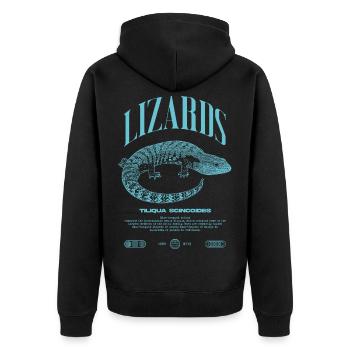 Blue Tongue Skink Reptile Keeper Streetwear - Unisex Premium Bio Zip Hoodie - Schwarz - Hinten - Nico (187cm)