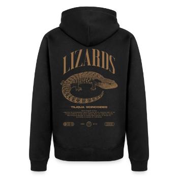 Blue Tongue Skink Reptile Keeper Streetwear - Unisex Premium Bio Zip Hoodie - Schwarz - Hinten - Nico (187cm)