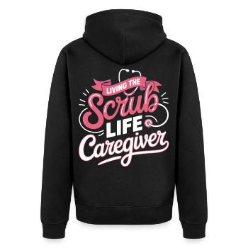 Devise du soignant Scrub Life - Veste à capuche bio Premium Unisexe - noir - Dos - Nico (187cm)