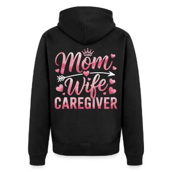 Motif cœur mère-fille - Veste à capuche bio Premium Unisexe - noir - Dos - Nico (187cm)