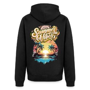 Summer Mood Palm Trees Sunset - Unisex Premium Organic Zip Hoodie - black - Back - Nico (187cm)