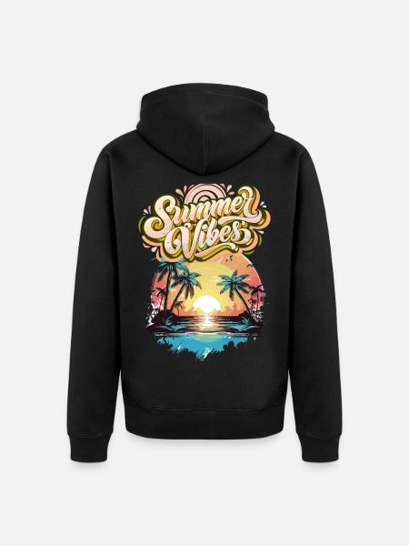 Summer Mood Palm Trees Sunset - Unisex Premium Organic Zip Hoodie - black