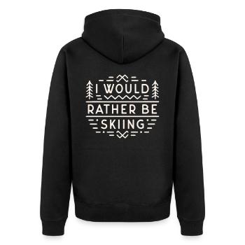 Skifahren, Skifahren, lustige Zitate, sarkastisch, introvertierter Skifahrer - Unisex Premium Bio Zip Hoodie - Schwarz - Hinten - Nico (187cm)