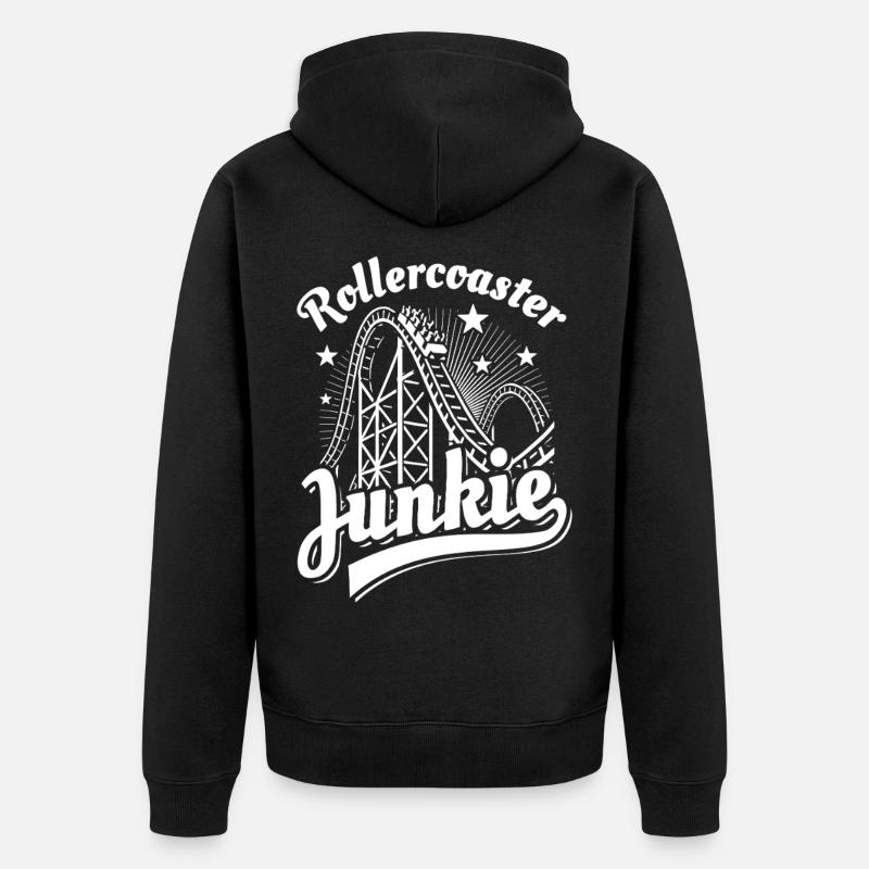 Rollercoaster Junkie - Achterbahn - Looping - Unisex Premium Bio Zip Hoodie - Schwarz