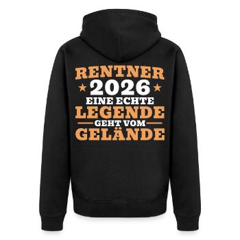 Rentner 2026 - Kollege im Ruhestand - Unisex Premium Bio Zip Hoodie - Schwarz - Hinten - Nico (187cm)