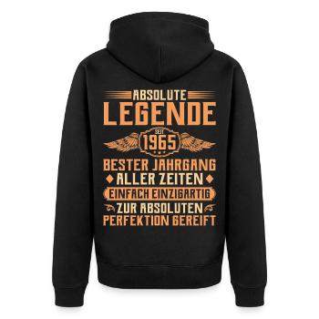 60e anniversaire - Légende depuis 1965 - Veste à capuche bio Premium Unisexe - noir - Dos - Nico (187cm)