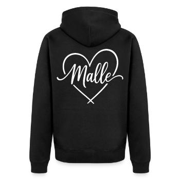 Malle Herz Mallorca - Unisex Premium Bio Zip Hoodie - Schwarz - Hinten - Nico (187cm)