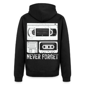 Cassette vintage n’oubliez jamais - Veste à capuche bio Premium Unisexe - noir - Dos - Nico (187cm)
