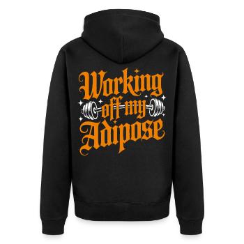 Workout motif with dumbbell - Unisex Premium Organic Zip Hoodie - black - Back - Nico (187cm)