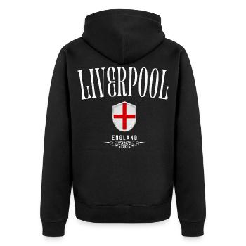 Liverpool Angleterre, design minimaliste élégant - Veste à capuche bio Premium Unisexe - noir - Dos - Nico (187cm)