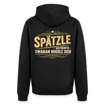 Spätzle, plat de nouilles souabe authentique, design - Veste à capuche bio Premium Unisexe - noir - Dos - Nico (187cm)