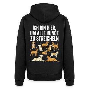 Humorous dog motif with text - Unisex Premium Organic Zip Hoodie - black - Back - Nico (187cm)