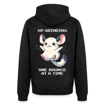 EP grind – Sprung für Sprung | Chinchilla - Unisex Premium Bio Zip Hoodie - Schwarz - Hinten - Nico (187cm)