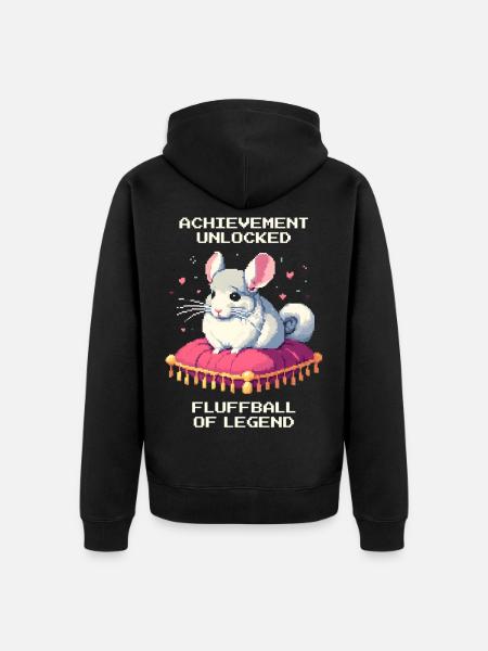 Saavutus: Legendaarinen pörröpallo | Chinchilla - Premium unisex luomu-huppari vetoketjulla - musta