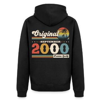 25e anniversaire Original septembre 2000 - Veste à capuche bio Premium Unisexe - noir - Dos - Nico (187cm)