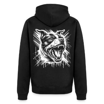 Cooler Staffordshire Bullterrier Graffiti Stil - Unisex Premium Bio Zip Hoodie - Schwarz - Hinten - Nico (187cm)