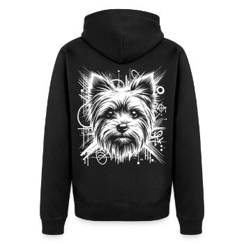 Yorkshire Terrier als Graffiti Street Art - Unisex Premium Bio Zip Hoodie - Schwarz - Hinten - Nico (187cm)