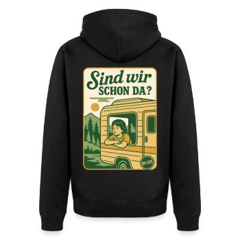 Sind Wir Schon Da? Camping Abenteuer Wohnmobil - Unisex Premium Bio Zip Hoodie - Schwarz - Hinten - Nico (187cm)