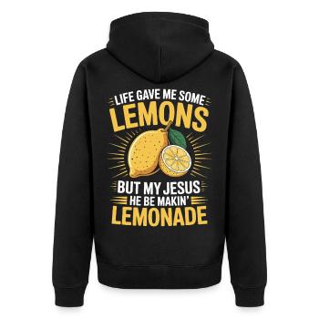 Quand la vie te donne des citrons, mon - Veste à capuche bio Premium Unisexe - noir - Dos - Nico (187cm)