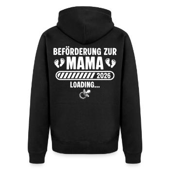 Mama 2026 Schwangerschaft verkünden Mutter - Unisex Premium Bio Zip Hoodie - Schwarz - Hinten - Nico (187cm)