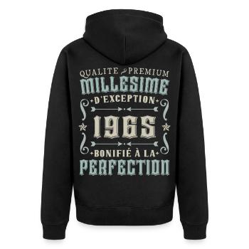 60th Birthday Vintage 1965 Party Gift - Unisex Premium Organic Zip Hoodie - black - Back - Nico (187cm)
