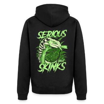 Ernsthaft über Blauzungenskinke Reptilienhalter - Unisex Premium Bio Zip Hoodie - Schwarz - Hinten - Nico (187cm)